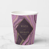 Abstracte Agate Wedding Mauve ID827 Papieren Bekers (Voorkant)
