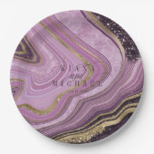 Abstracte Agate Wedding Mauve ID827 Papieren Bordje (Voorkant)