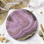 Abstracte Agate Wedding Mauve ID827 Papieren Bordje
