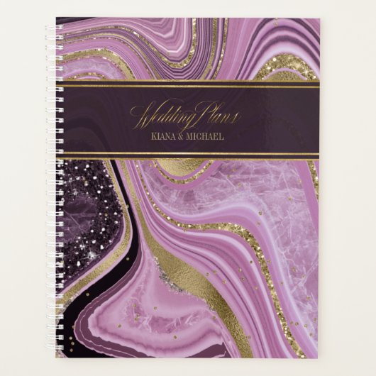 Abstracte Agate Wedding Mauve ID827 Planner (Voorkant)