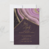 Abstracte Agate Wedding Mauve ID827 RSVP Kaartje (Voorkant)