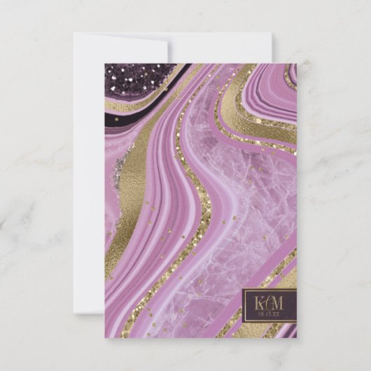 Abstracte Agate Wedding Mauve ID827 RSVP Kaartje (Achterkant)