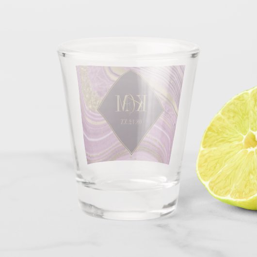 Abstracte Agate Wedding Mauve ID827 Shot Glas (Achterkant)