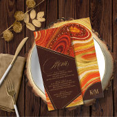 Abstracte Agate Wedding Menu V2 Hot Oranje ID827