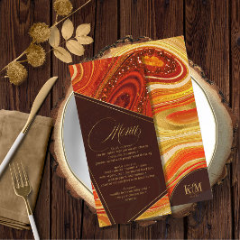Abstracte Agate Wedding Menu V2 Hot Oranje ID827