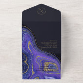 Abstracte Agate Wedding Midnight ID827 All In One Uitnodiging (Buitenkant)