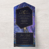 Abstracte Agate Wedding Midnight ID827 All In One Uitnodiging (Binnen)