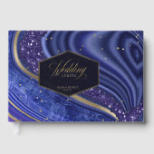 Abstracte Agate Wedding Midnight ID827 Gastenboek (Voorkant)