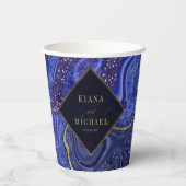 Abstracte Agate Wedding Midnight ID827 Papieren Bekers (Achterkant)