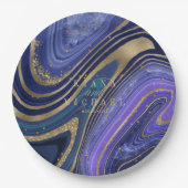 Abstracte Agate Wedding Midnight ID827 Papieren Bordje (Voorkant)