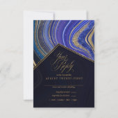 Abstracte Agate Wedding Midnight ID827 RSVP Kaartje (Voorkant)