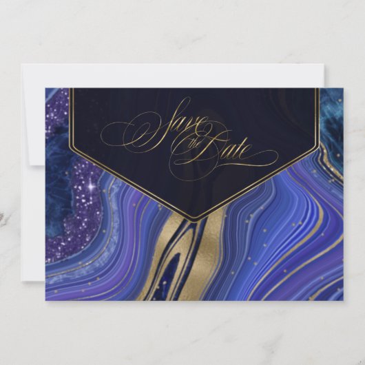 Abstracte Agate Wedding Midnight ID827 Save The Date (Voorkant)