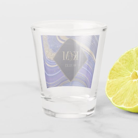 Abstracte Agate Wedding Midnight ID827 Shot Glas (Achterkant)