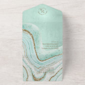 Abstracte Agate Wedding Mint Green ID827 All In One Uitnodiging (Buitenkant)