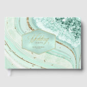 Abstracte Agate Wedding Mint ID827 Gastenboek (Voorkant)