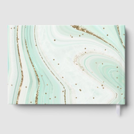 Abstracte Agate Wedding Mint ID827 Gastenboek (Achterkant)