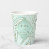 Abstracte Agate Wedding Mint ID827 Papieren Bekers (Voorkant)