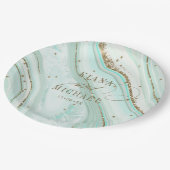 Abstracte Agate Wedding Mint ID827 Papieren Bordje (Gekanteld)