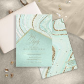 Abstracte Agate Wedding Mint ID827 RSVP-kaart RSVP Kaartje