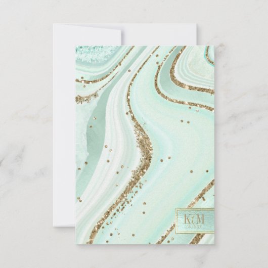 Abstracte Agate Wedding Mint ID827 RSVP-kaart RSVP Kaartje (Achterkant)