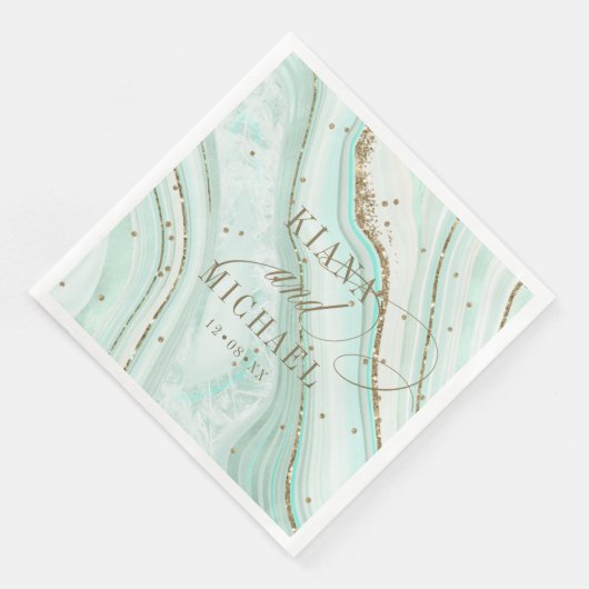 Abstracte Agate Wedding Mint ID827 Servet (Hoek)