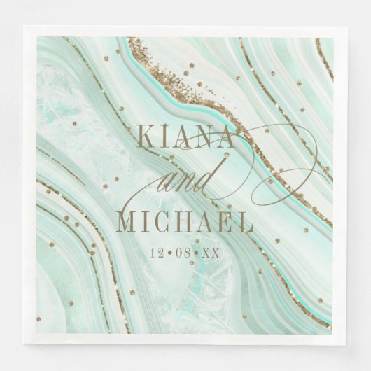 Abstracte Agate Wedding Mint ID827 Servet (Voorkant)