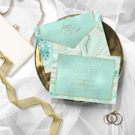 Abstracte Agate Wedding Mint ID827 sparen de Datum Save The Date