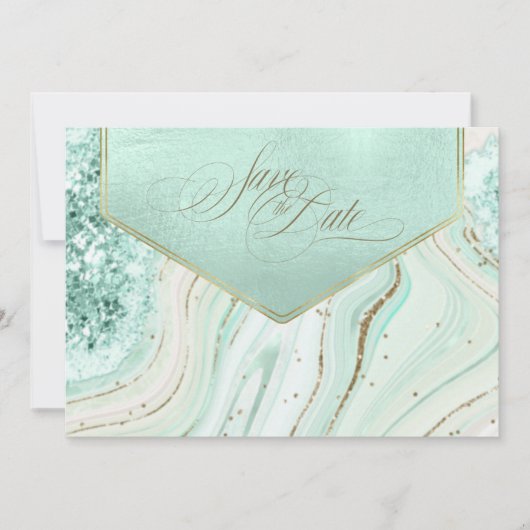 Abstracte Agate Wedding Mint ID827 sparen de Datum Save The Date (Voorkant)
