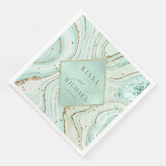 Abstracte Agate Wedding Mint v2 ID827 Servet (Hoek)