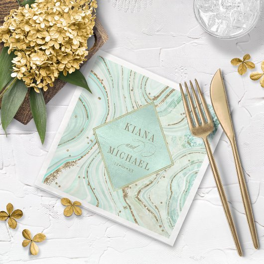 Abstracte Agate Wedding Mint v2 ID827 Servet