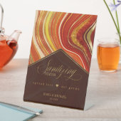 Abstracte Agate Wedding Sanitizing Hot Sinaasappel Reclamebord Met Voetstuk (Insitu)