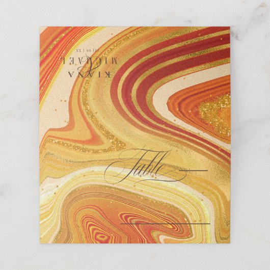 Abstracte Agate Wedding Table Hot Sinaasappel ID82 Plaatskaartje (Buitenkant ongevouwen)