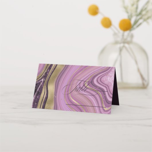 Abstracte Agate Wedding Table Mauve ID827 Plaatskaartje (Voorkant)