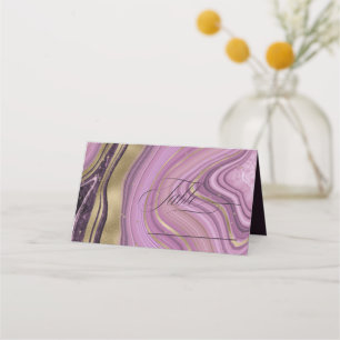 Abstracte Agate Wedding Table Mauve ID827 Plaatskaartje