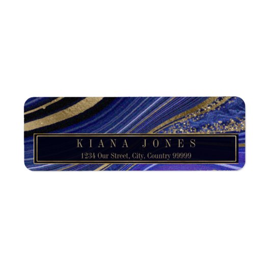 Abstracte Agate Wedding V1 Midnight ID827 Etiket (Voorkant)