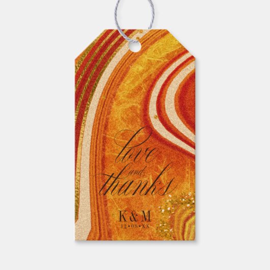 Abstracte Agate Wedding V2 Hot Sinaasappel ID827 Cadeaulabel (Voorkant)