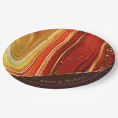 Abstracte Agate Wedding V2 Hot Sinaasappel ID827 Papieren Bordje (Gekanteld)