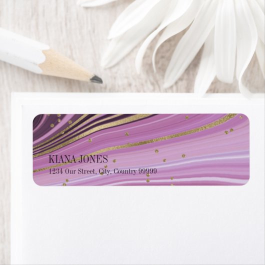 Abstracte Agate Wedding V2 Mauve ID827 Etiket (Insitu)