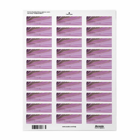 Abstracte Agate Wedding V2 Mauve ID827 Etiket (Full Sheet)