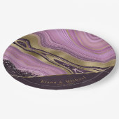 Abstracte Agate Wedding V2 Mauve ID827 Papieren Bordje (Gekanteld)