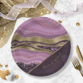 Abstracte Agate Wedding V2 Mauve ID827 Papieren Bordje