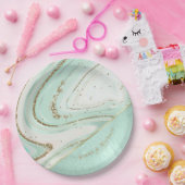 Abstracte Agate Wedding V2 Mint ID827 Papieren Bordje (Feest)