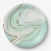 Abstracte Agate Wedding V2 Mint ID827 Papieren Bordje (Voorkant)