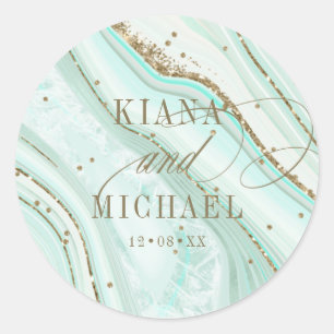 Abstracte Agate Wedding V2 Mint ID827 Ronde Sticker