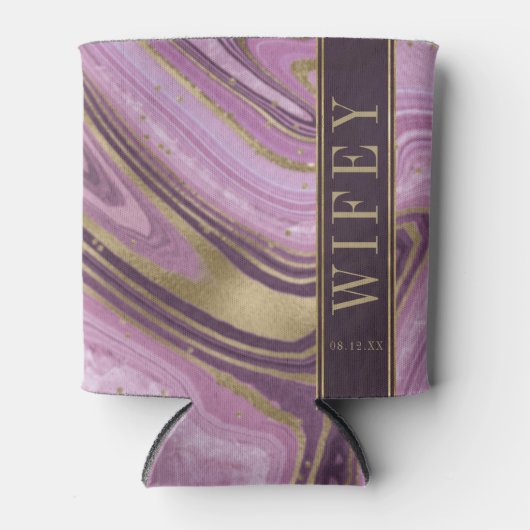 Abstracte Agate Wedding Wifey Mauve ID827 Blikjeskoeler (Voorkant)