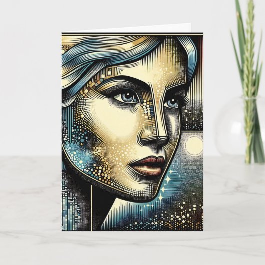 Abstracte Ai Kunst | Vrouwengezicht Kaart (Voorkant)