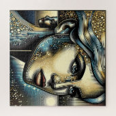 Abstracte AI-kunst | Vrouwengezicht Legpuzzel (Horizontaal)