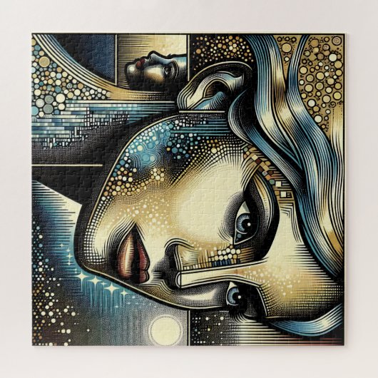 Abstracte AI-kunst | Vrouwengezicht Legpuzzel (Horizontaal)