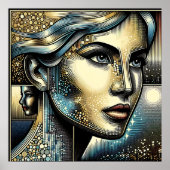 Abstracte AI-kunst | Vrouwengezicht Poster (Voorkant)