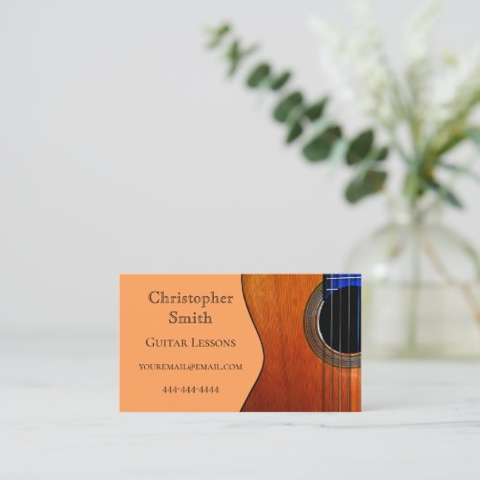 Abstracte akoestische gitaarlessen visitekaartje (Staand voorkant)